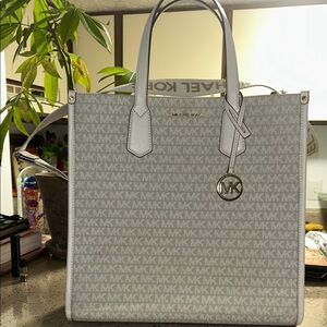 Michael Kors off white &  Gray MK Logo Tote